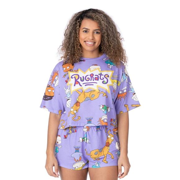 Rugrats Womens/Ladies All-Over Print Short Pyjama Set / Purple - Picture 1 of 5